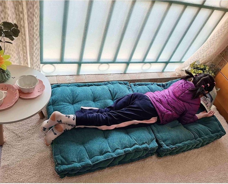Verpert Floor Pillow 25x25 Inch, Square Meditation Cushion Floor Seating for Adults, Oversized Tufted seat Cushion Reading Nook for Kids, Yoga Meditation Pillow for Sitting on Floor (Turquoise) - Image 4